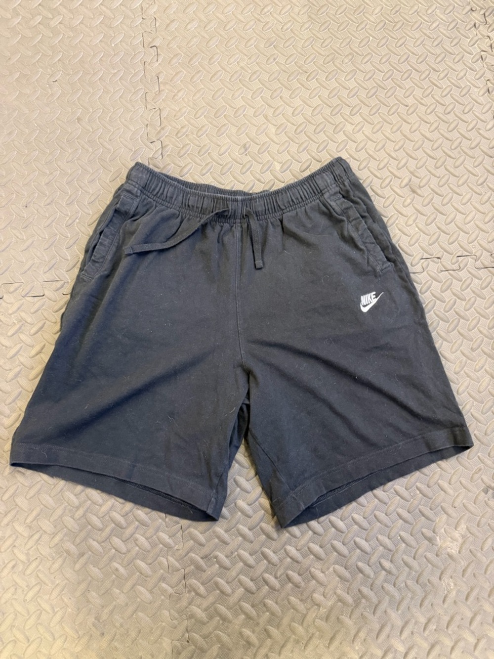 Nike Black Athletic Drawstring Shorts with White Swoosh
